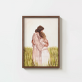 I Come to Thee - Religious Christ Hugging Woman Watercolor Print