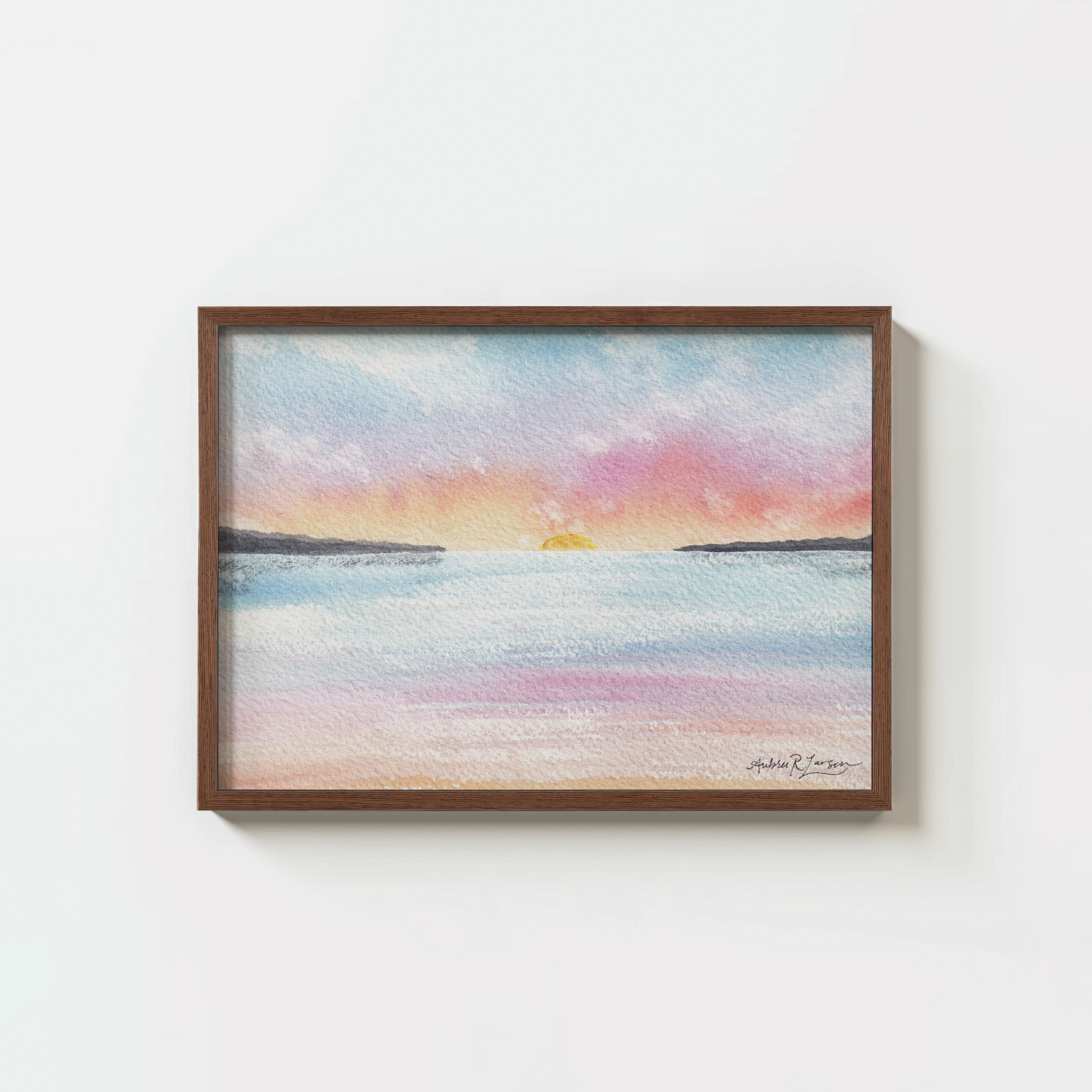 Ocean Sunset - Nature Watercolor Print